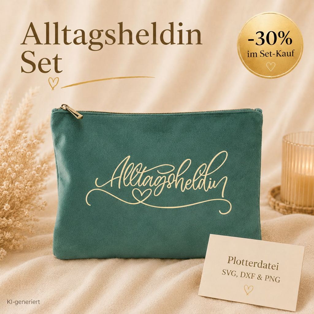 Alltagsheldin Set – SoftVelvet Bag & Plotterdatei