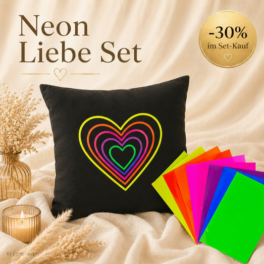 Neon Liebe Set – Kissenhülle & Neon Power Folienset