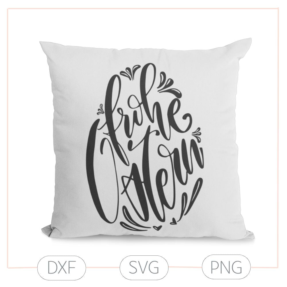 Plotterdatei „Frohe Ostern“ – Schriftzug im Osterei (SVG/DXF)