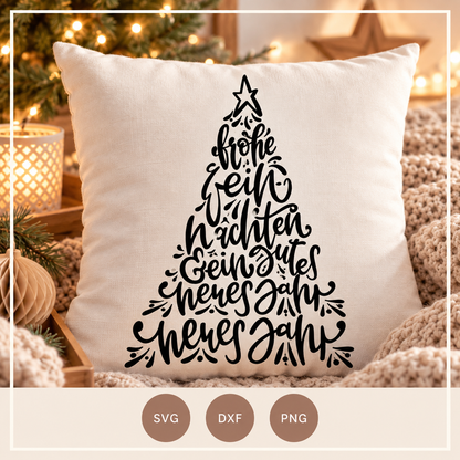 Weihnachtszauber Schriftzug im Tannenbaum – Plotterdatei SVG, DXF & PNG