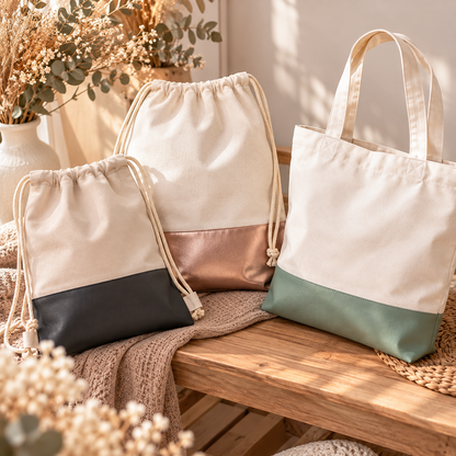 Canvas Taschen mit hochwertigem Kunstlederboden – Made in Germany