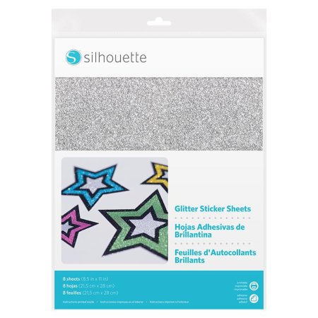 Sticker Papier Glitter silber bedruckbar