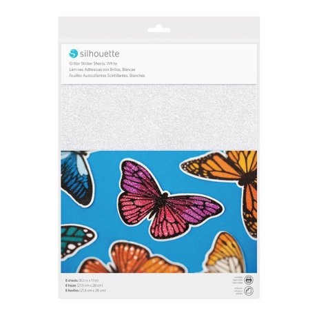 Silhouette Glitter Sticker Papier bedruckbar - 21,5 x 27,9 cm 8 Bogen - AUSLAUFARTIKEL