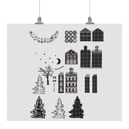 Plotterdatei „Winternacht“ – winterliches DIY-Set mit 36 Elementen (SVG/DXF)