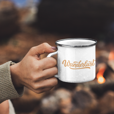 Emaille Scandi Mug – Sublimationstasse mit Silberrand