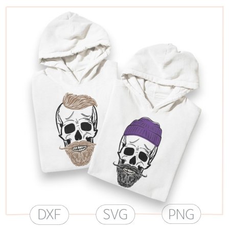 Plotterdatei „Cool Manfred“ – Skull mit Bart & Accessoires (SVG/DXF)