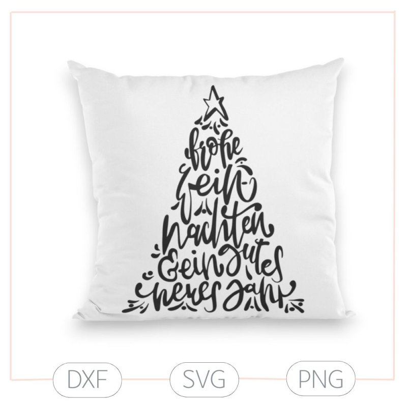 Plotterdatei "Frohe Weihnachten" – Schriftzug im Weihnachtsbaum (SVG/DXF/PNG)