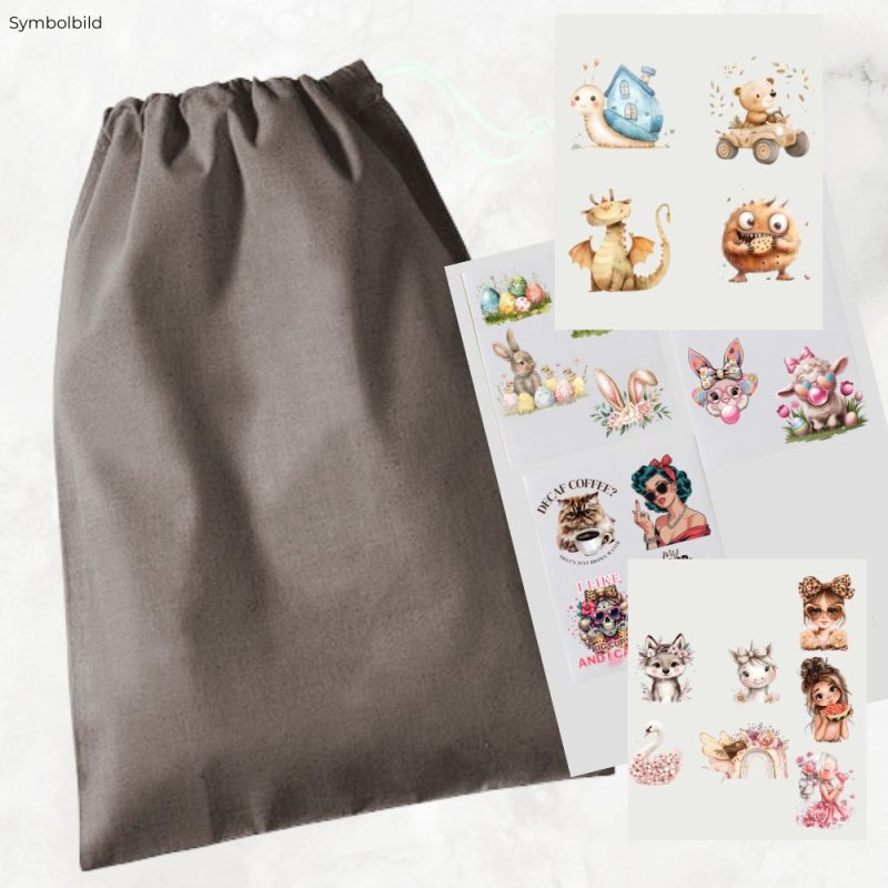 Bügelbild- Suprise Set mit Baumwollbeutel