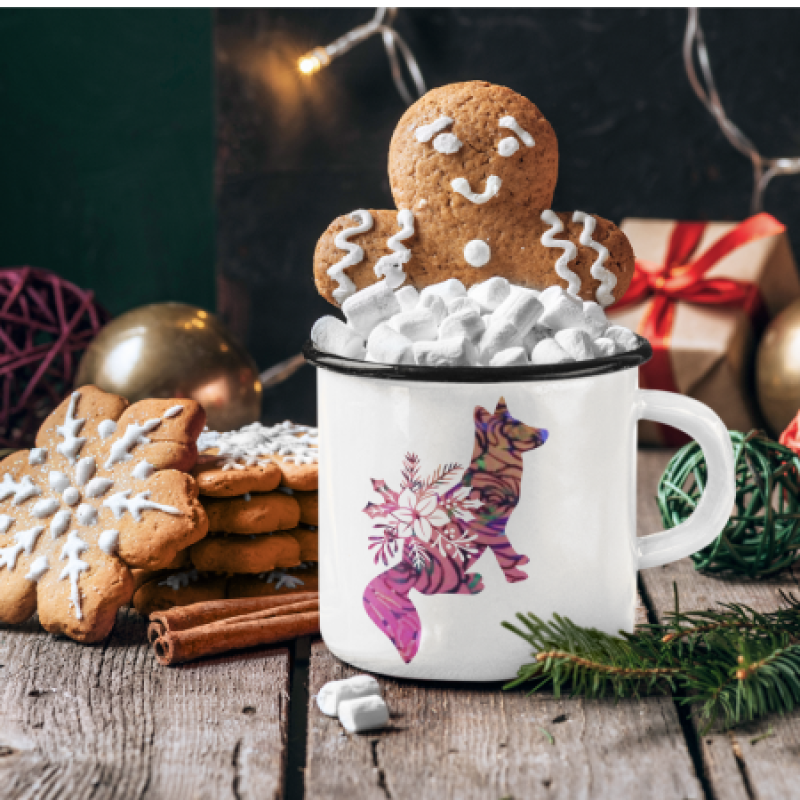 Emaille Scandi Mug – Sublimationstasse mit Silberrand