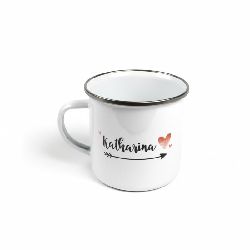 Emaille Scandi Mug – Sublimationstasse mit Silberrand